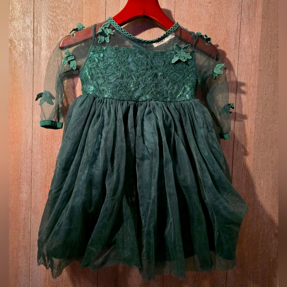 Orchid Lane Dark Green Dress Girls Size 5 Perfect For Christmas Holidays